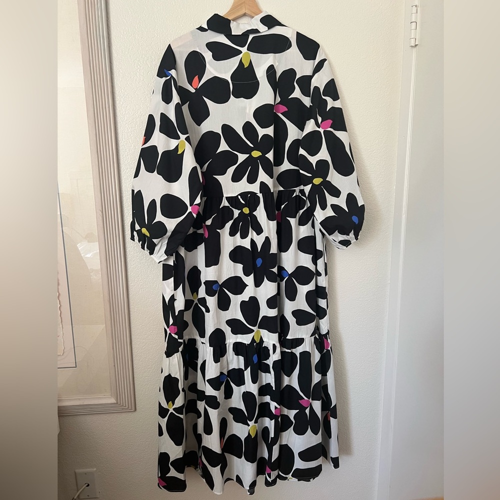 NWT Anthropologie Black and White “The Bettina” Floral Dress - Picture 9 of 11